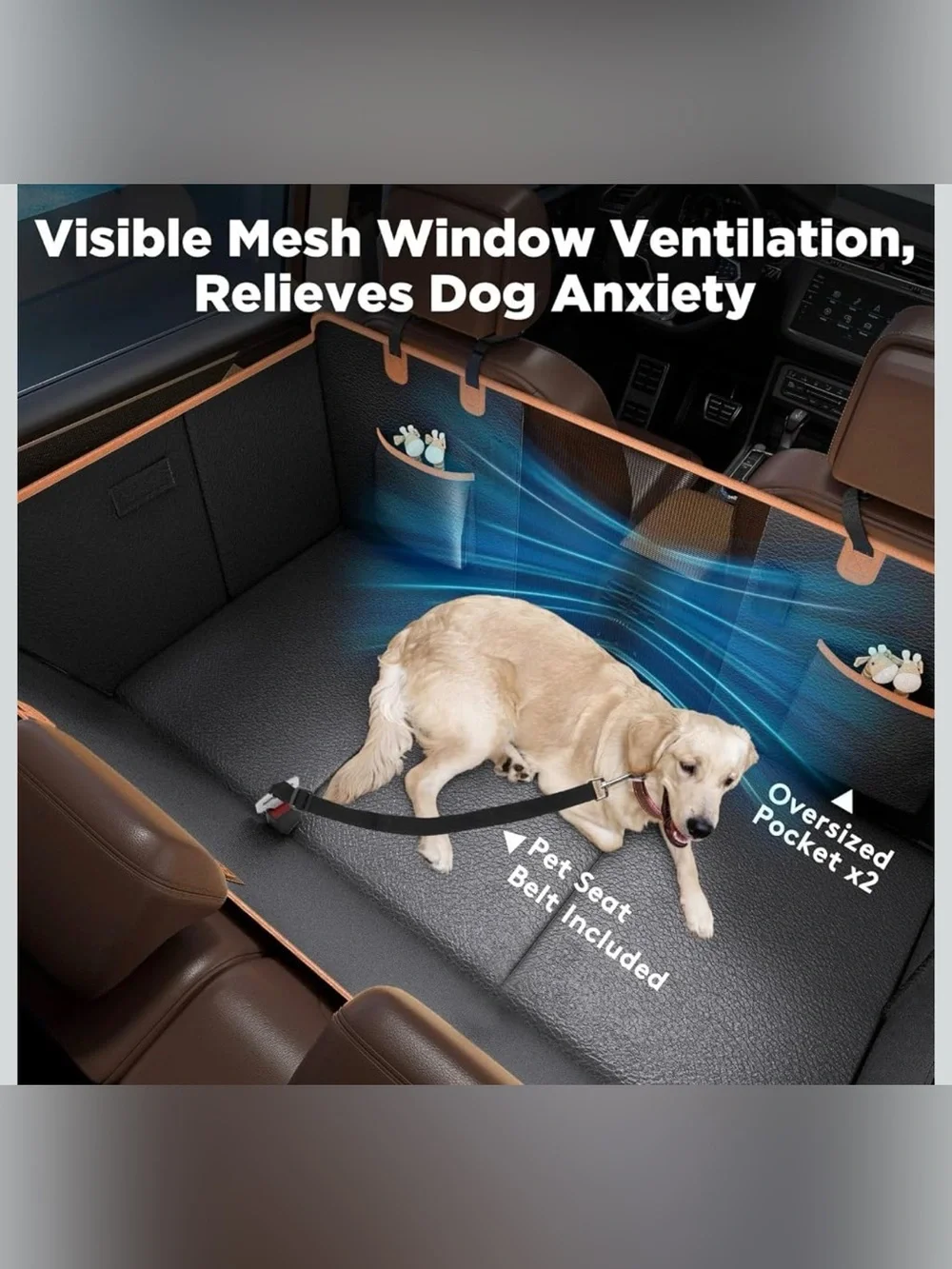 🐶 NEW XL DOG BACK SEAT EXTENDER – HARD BOTTOM – WATERPROOF Pet Car Seat